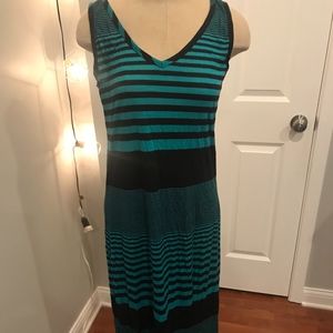 Teal and Black Stripe Maxi Dress